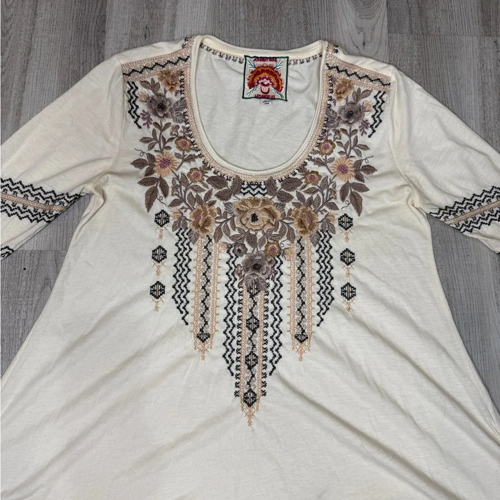 Johnny Was Marushka 3/4 Sleeve Trapeze Tee Top Size XS see Measurements Runs Big - Picture 7 of 15